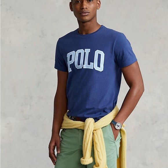 POLO Ralph Lauren Blue Crew Neck Tee w Logo Short Sleeve T-shirt